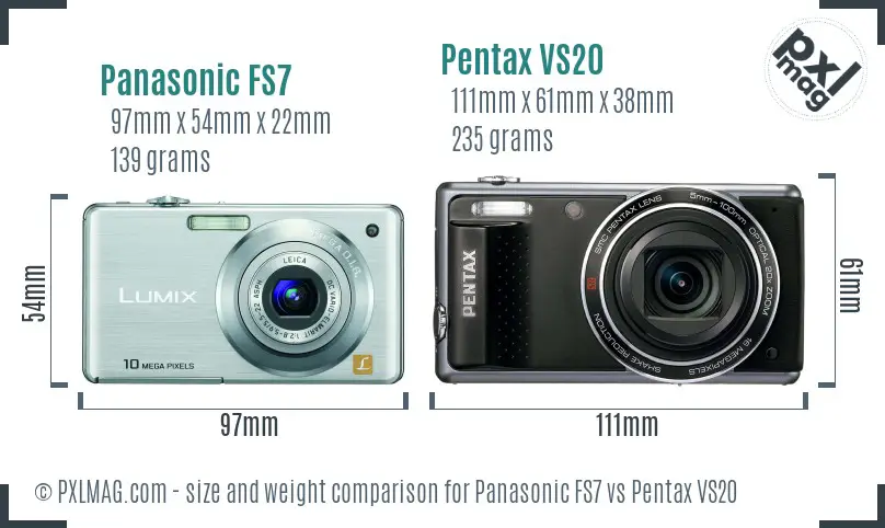 Panasonic FS7 vs Pentax VS20 size comparison
