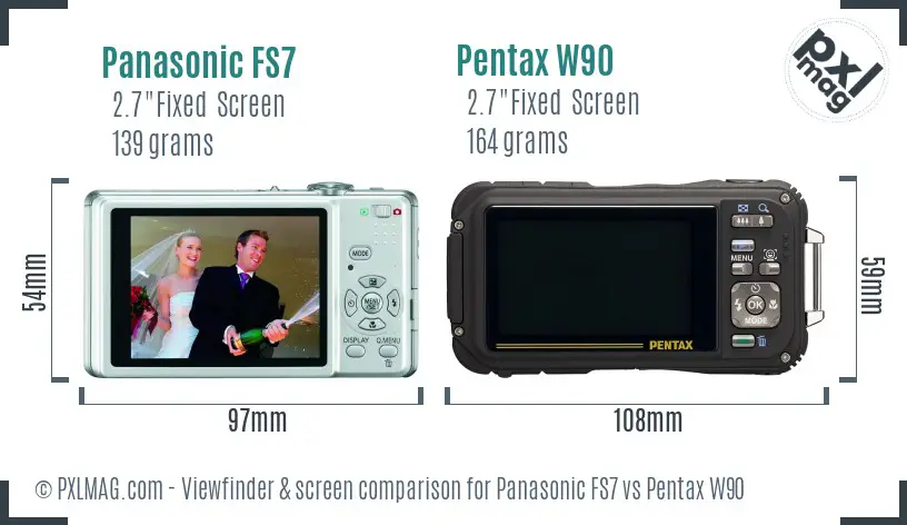 Panasonic FS7 vs Pentax W90 Screen and Viewfinder comparison