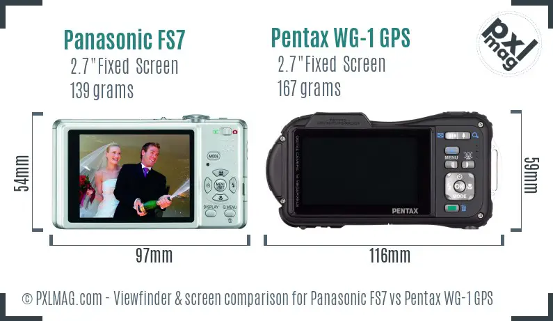 Panasonic FS7 vs Pentax WG-1 GPS Screen and Viewfinder comparison