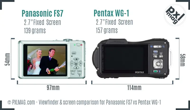 Panasonic FS7 vs Pentax WG-1 Screen and Viewfinder comparison