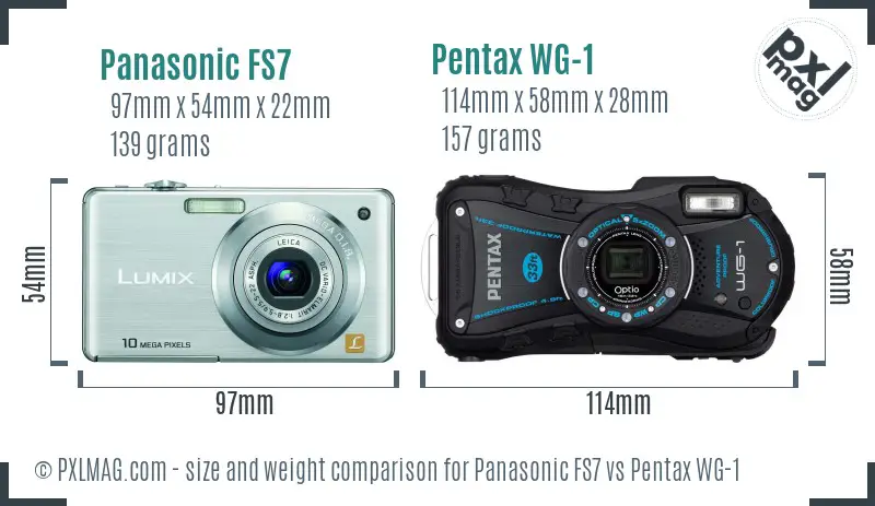 Panasonic FS7 vs Pentax WG-1 size comparison