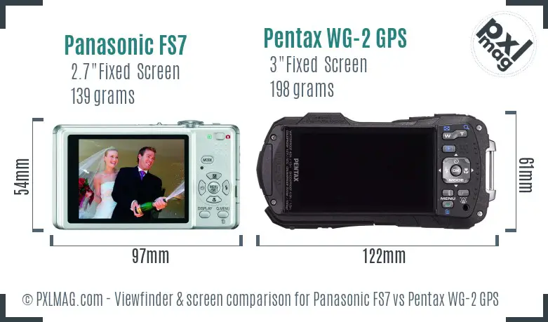 Panasonic FS7 vs Pentax WG-2 GPS Screen and Viewfinder comparison