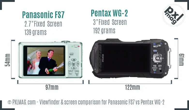 Panasonic FS7 vs Pentax WG-2 Screen and Viewfinder comparison