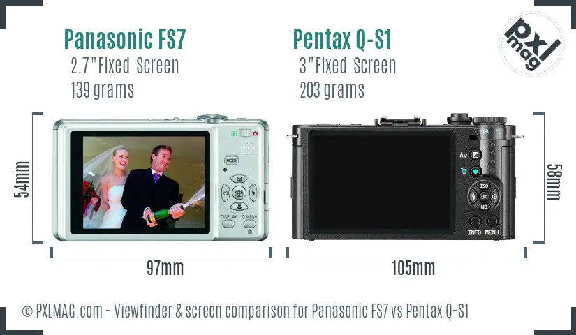 Panasonic FS7 vs Pentax Q-S1 Screen and Viewfinder comparison