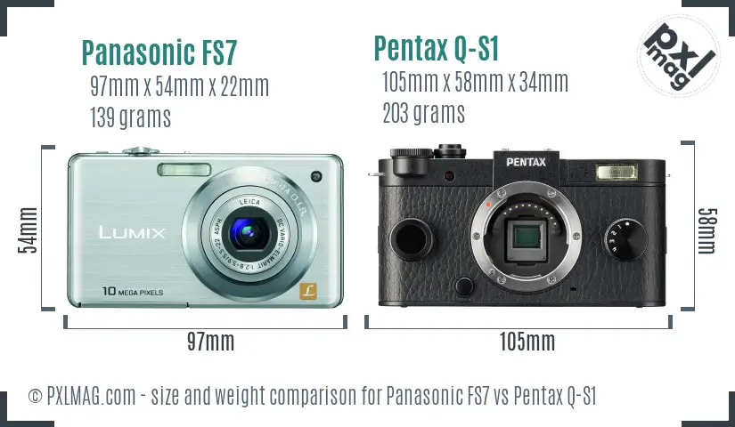 Panasonic FS7 vs Pentax Q-S1 size comparison