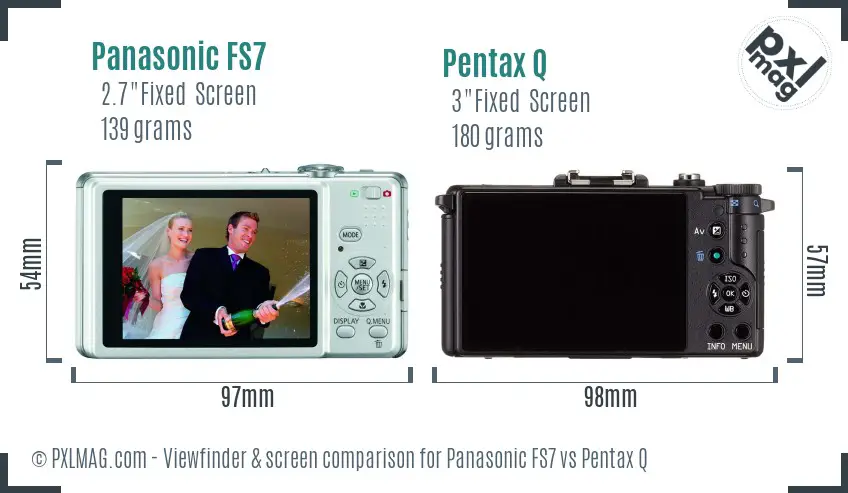 Panasonic FS7 vs Pentax Q Screen and Viewfinder comparison