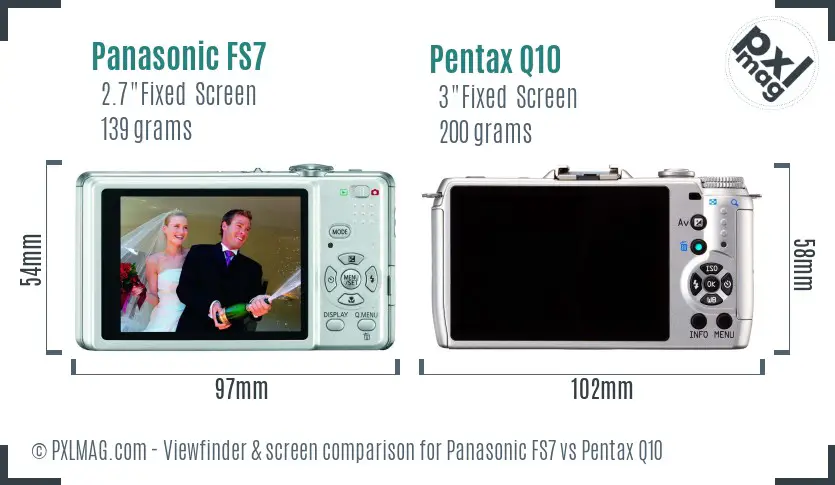 Panasonic FS7 vs Pentax Q10 Screen and Viewfinder comparison