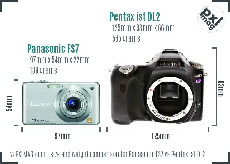 Panasonic FS7 vs Pentax ist DL2 size comparison