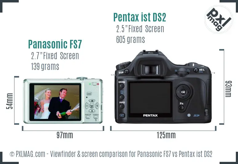 Panasonic FS7 vs Pentax ist DS2 Screen and Viewfinder comparison