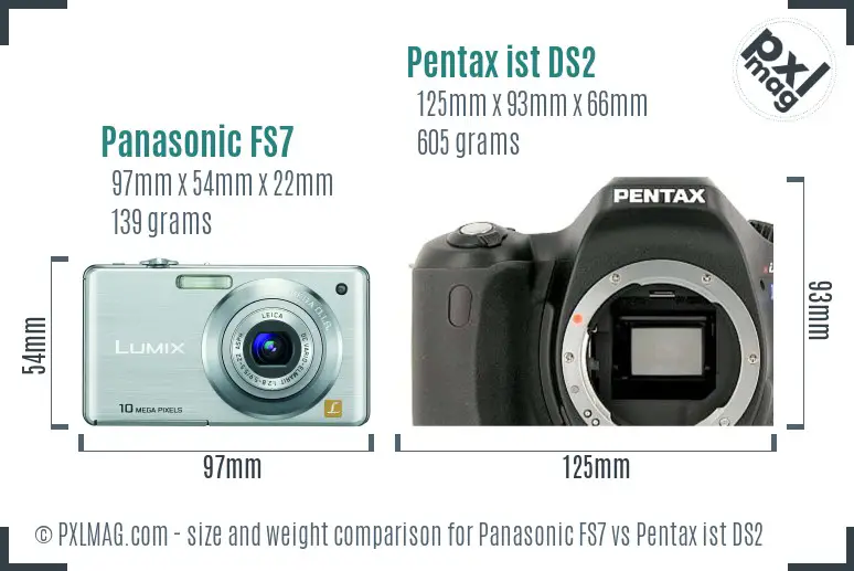 Panasonic FS7 vs Pentax ist DS2 size comparison