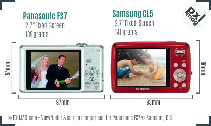 Panasonic FS7 vs Samsung CL5 Screen and Viewfinder comparison