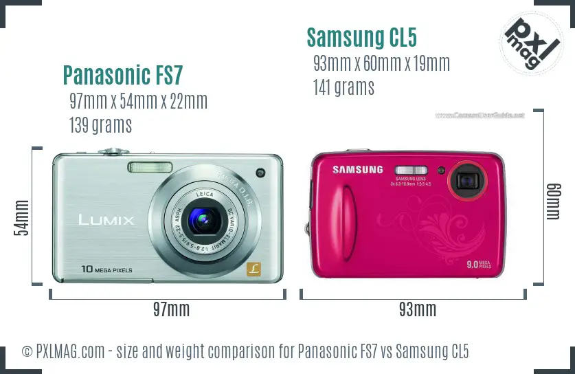 Panasonic FS7 vs Samsung CL5 size comparison