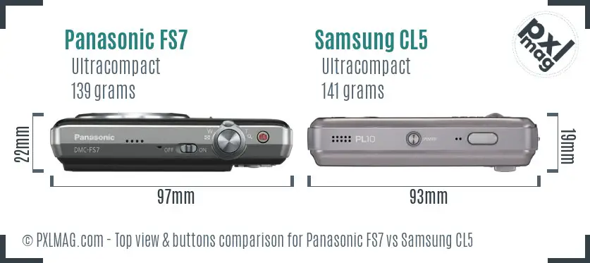 Panasonic FS7 vs Samsung CL5 top view buttons comparison