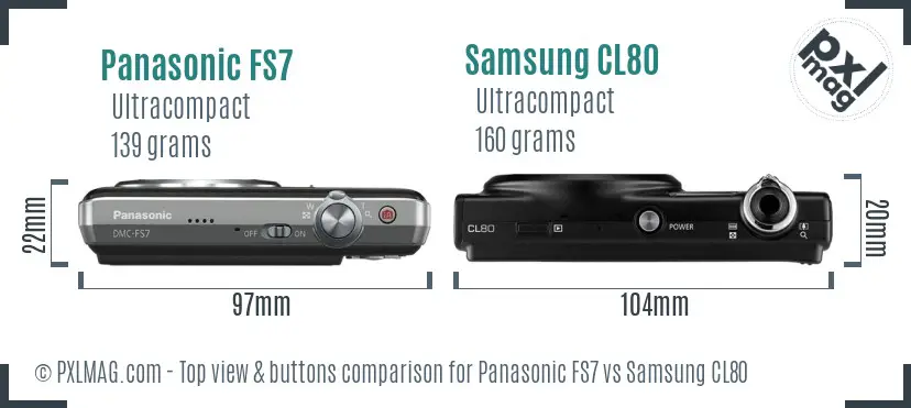 Panasonic FS7 vs Samsung CL80 top view buttons comparison