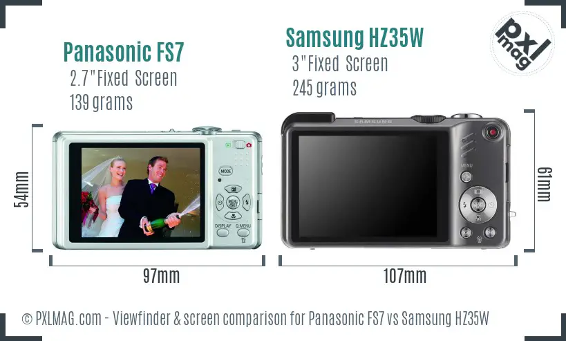Panasonic FS7 vs Samsung HZ35W Screen and Viewfinder comparison