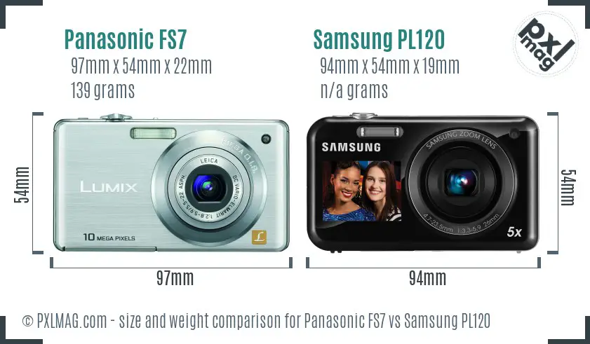 Panasonic FS7 vs Samsung PL120 size comparison Panasonic FS7 vs Samsung PL120 size comparison