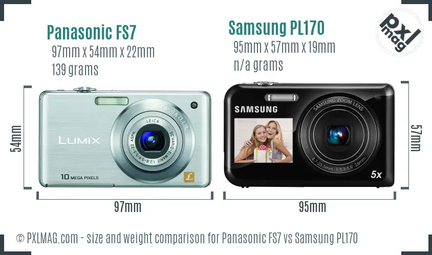 Panasonic FS7 vs Samsung PL170 size comparison