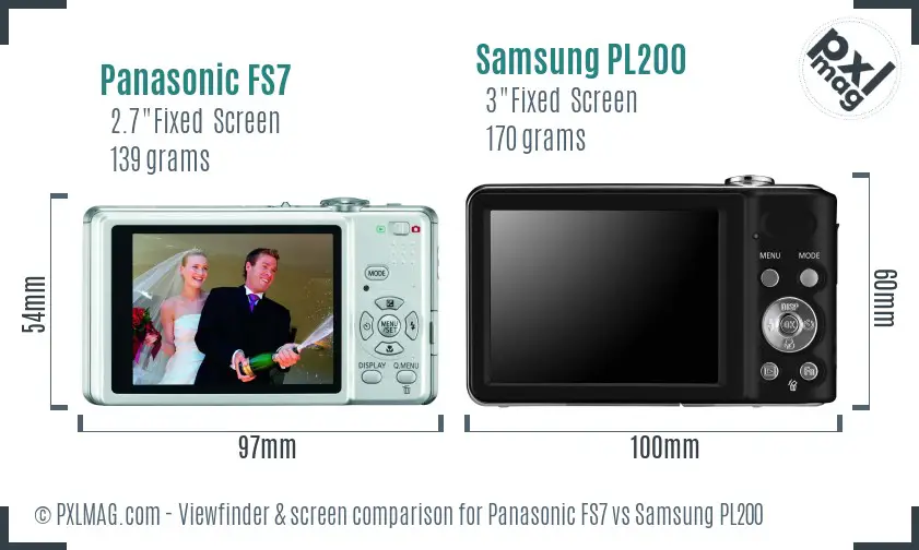 Panasonic FS7 vs Samsung PL200 Screen and Viewfinder comparison