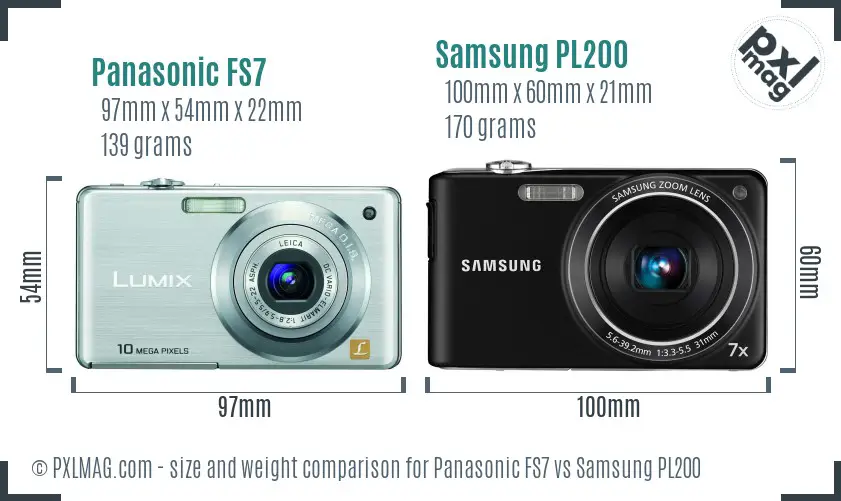 Panasonic FS7 vs Samsung PL200 size comparison