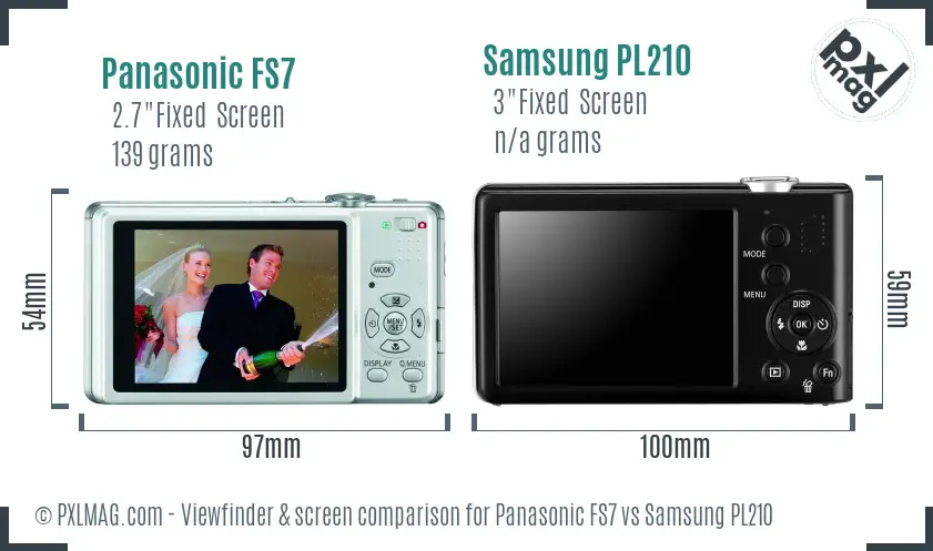 Panasonic FS7 vs Samsung PL210 Screen and Viewfinder comparison Panasonic FS7 vs Samsung PL210 Screen and Viewfinder comparison
