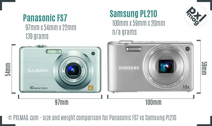 Panasonic FS7 vs Samsung PL210 size comparison Panasonic FS7 vs Samsung PL210 size comparison