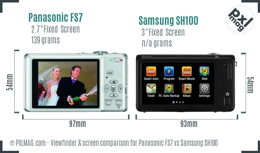 Panasonic FS7 vs Samsung SH100 Screen and Viewfinder comparison