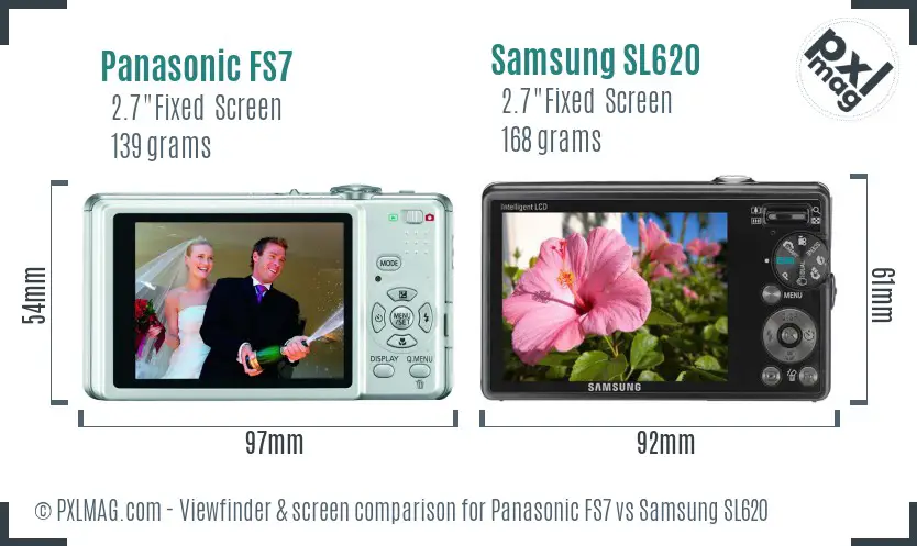 Panasonic FS7 vs Samsung SL620 Screen and Viewfinder comparison
