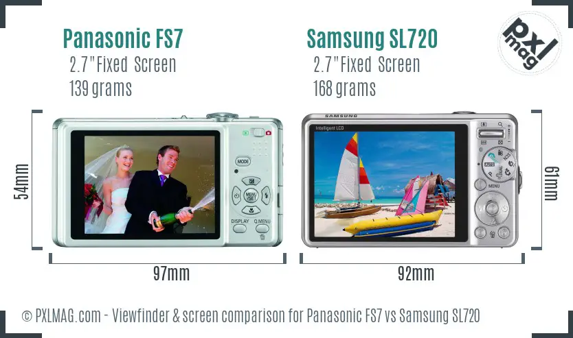 Panasonic FS7 vs Samsung SL720 Screen and Viewfinder comparison