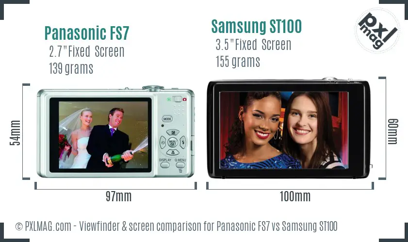 Panasonic FS7 vs Samsung ST100 Screen and Viewfinder comparison