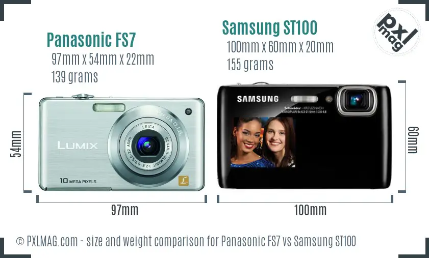Panasonic FS7 vs Samsung ST100 size comparison