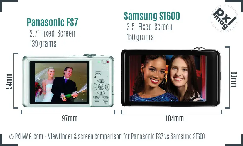 Panasonic FS7 vs Samsung ST600 Screen and Viewfinder comparison