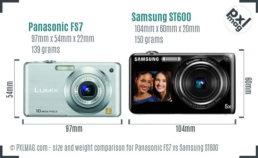 Panasonic FS7 vs Samsung ST600 size comparison