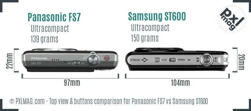 Panasonic FS7 vs Samsung ST600 top view buttons comparison