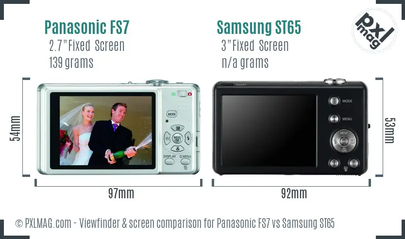 Panasonic FS7 vs Samsung ST65 Screen and Viewfinder comparison