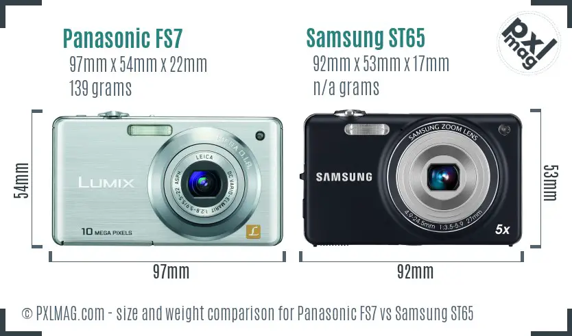 Panasonic FS7 vs Samsung ST65 size comparison