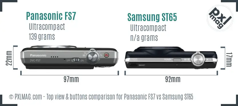 Panasonic FS7 vs Samsung ST65 top view buttons comparison