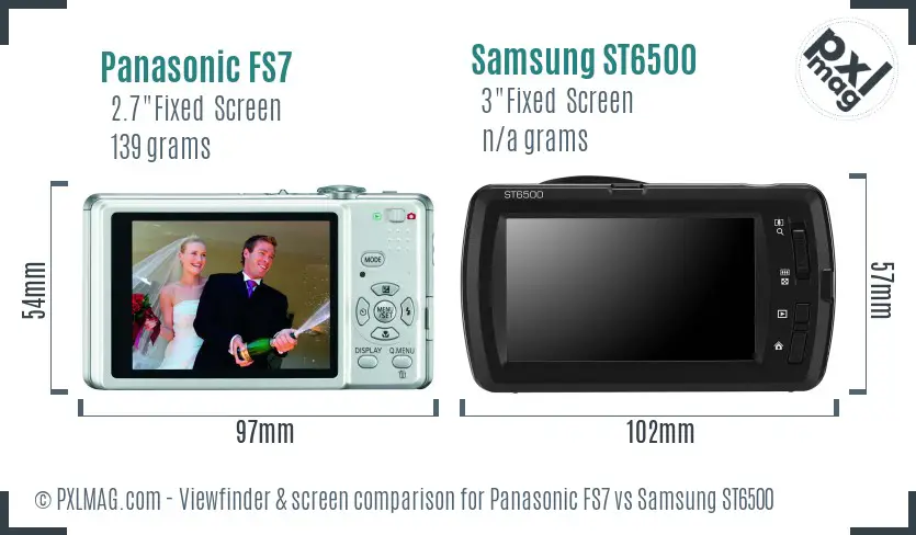Panasonic FS7 vs Samsung ST6500 Screen and Viewfinder comparison