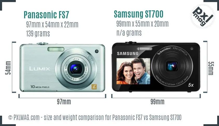 Panasonic FS7 vs Samsung ST700 size comparison