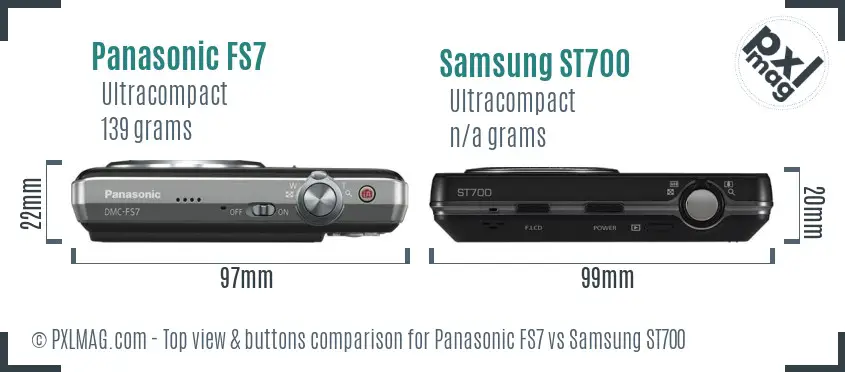 Panasonic FS7 vs Samsung ST700 top view buttons comparison