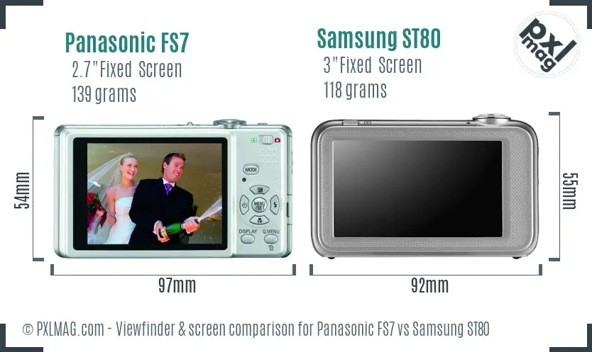 Panasonic FS7 vs Samsung ST80 Screen and Viewfinder comparison