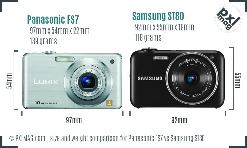 Panasonic FS7 vs Samsung ST80 size comparison