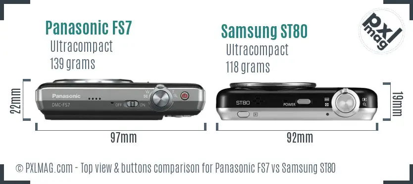 Panasonic FS7 vs Samsung ST80 top view buttons comparison
