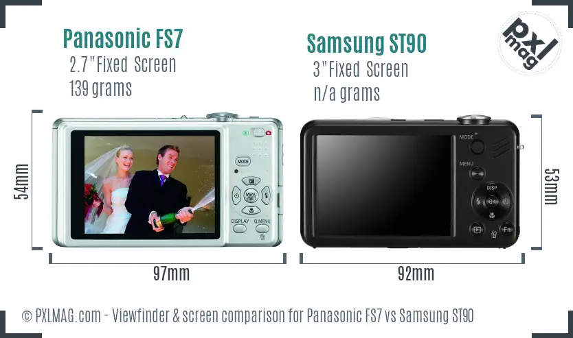 Panasonic FS7 vs Samsung ST90 Screen and Viewfinder comparison