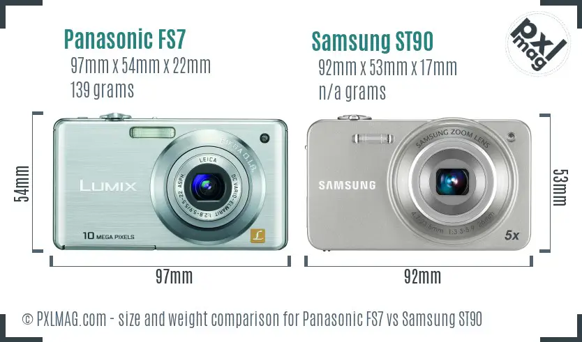 Panasonic FS7 vs Samsung ST90 size comparison