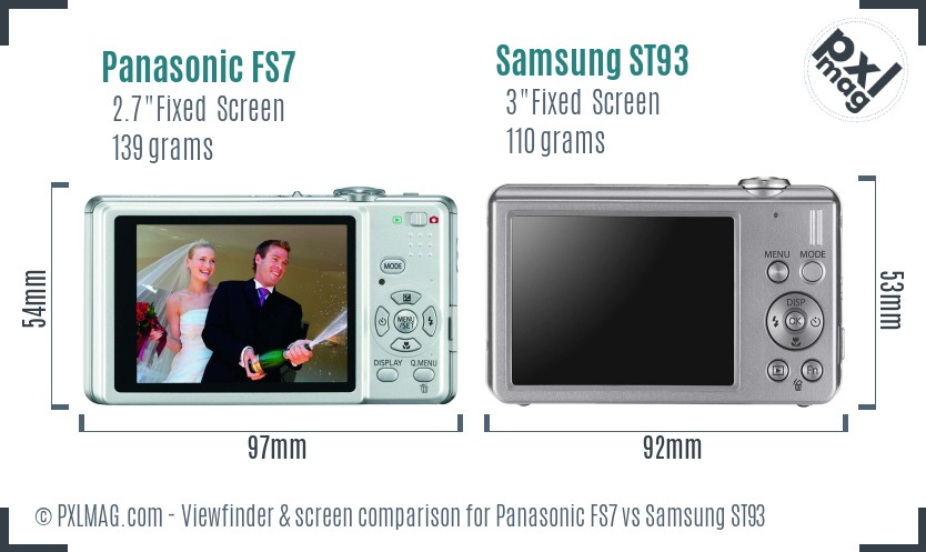 Panasonic FS7 vs Samsung ST93 Screen and Viewfinder comparison