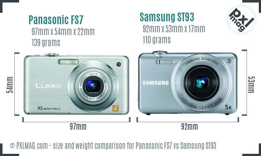 Panasonic FS7 vs Samsung ST93 size comparison Panasonic FS7 vs Samsung ST93 size comparison
