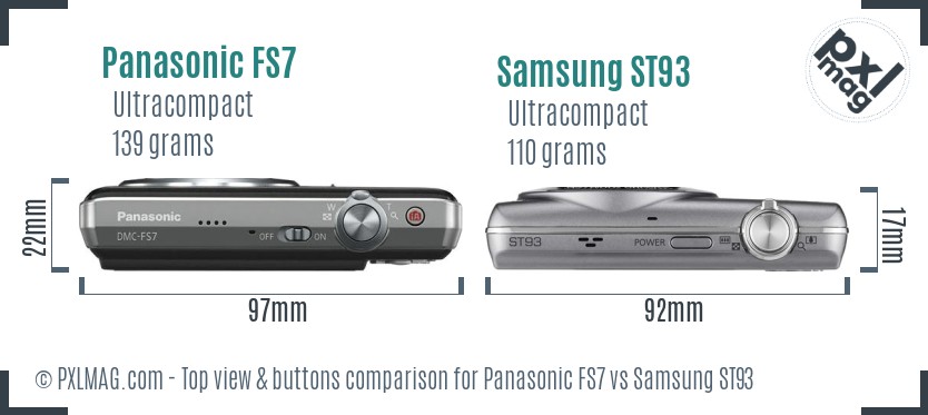 Panasonic FS7 vs Samsung ST93 top view buttons comparison