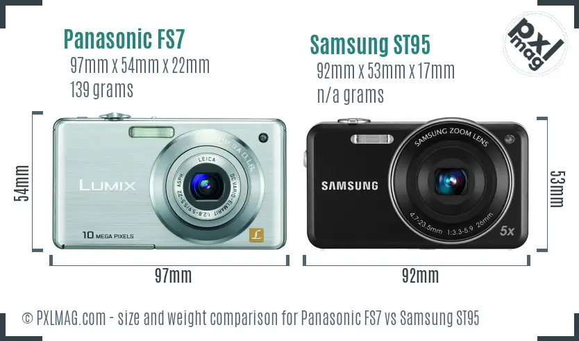 Panasonic FS7 vs Samsung ST95 size comparison
