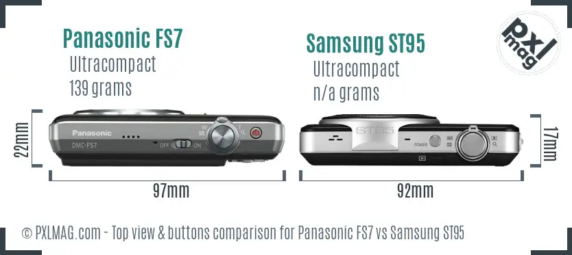 Panasonic FS7 vs Samsung ST95 top view buttons comparison
