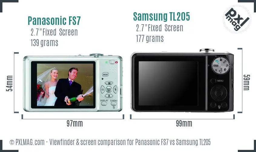 Panasonic FS7 vs Samsung TL205 Screen and Viewfinder comparison
